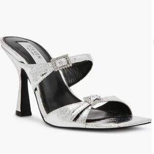 Steven New York Metallic Silver Heeled Sandals